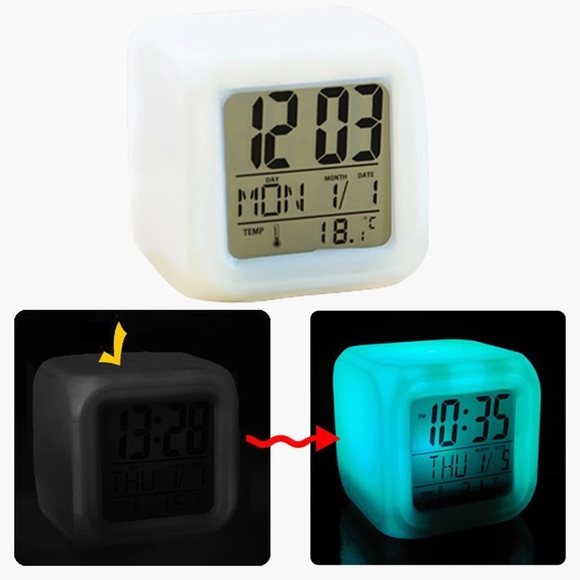Multi-Funtional LED Glowing Digital Desktop Alarm Table Clock Color Change - Picture 5 of 6